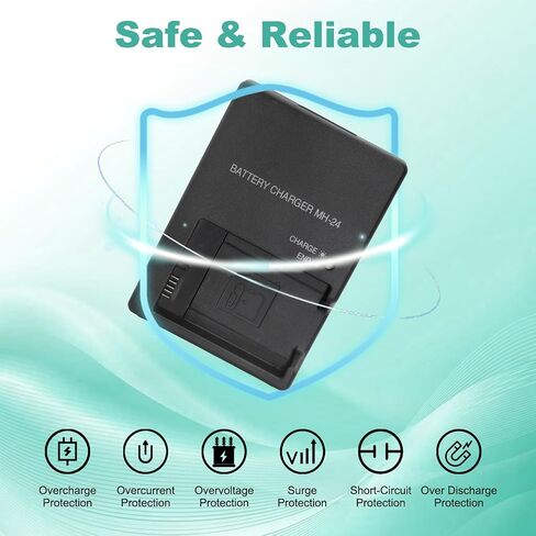 MH-24 Battery Charger Compatible with Nikon EN-EL14 EN-EL14A Battery D5300 D3400 D5500 D5200 D3100 D3200 D3300 D3500 D5600 D5100 DF Coolpix P7800 P7700 P7100 P7000 Camera in Kuwait