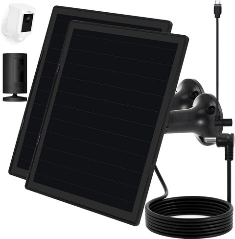 Solar Panel Charger for Ring Camera, Compatible with Ri ng Stick Up Cam Battery, Ring Spotlight Cam Battery, Not for Spotlight Plus/Pro, Waterproof, 6W Fast Charging (Black-2Pack) in Saudi Arabia