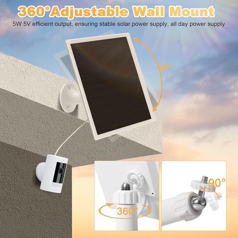 Solar Panel Charger for Ring Camera, Compatible with Ri ng Stick Up Cam Battery, Ring Spotlight Cam Battery, Not for Spotlight Plus/Pro, Waterproof, 6W Fast Charging (Black-2Pack) in Saudi Arabia