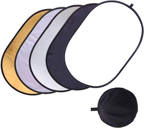 Foto&Tech 36"x47"/90x120CM 5-in-1 Collapsible Light Reflector/Diffuser Oval Multi-Disc (Translucent Silver Black Gold White) in Carry Bag for Studio Indoor/Outdoor Any Photography Situation in Saudi Arabia