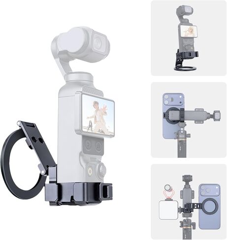 Magnetic Holder Mount Stand for DJI OSMO Pocket 4/3, Xtra Muse | Aluminium Expansion Cage with Cold Shoe & 1/4" Screw Mount, Pocket Accessories for Vertical Shooting/Teleprompter/Monitoring in Saudi Arabia