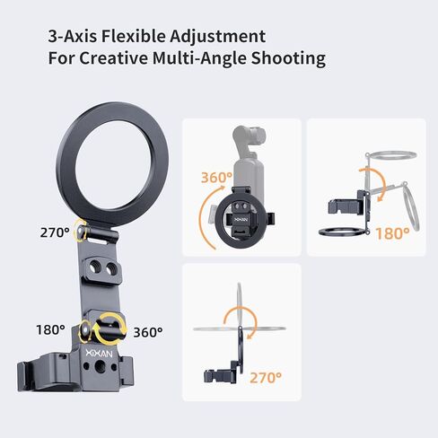 Magnetic Holder Mount Stand for DJI OSMO Pocket 4/3, Xtra Muse | Aluminium Expansion Cage with Cold Shoe & 1/4" Screw Mount, Pocket Accessories for Vertical Shooting/Teleprompter/Monitoring in Saudi Arabia