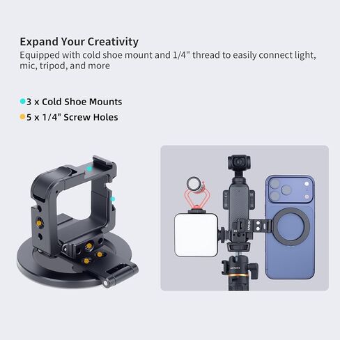 Magnetic Holder Mount Stand for DJI OSMO Pocket 4/3, Xtra Muse | Aluminium Expansion Cage with Cold Shoe & 1/4" Screw Mount, Pocket Accessories for Vertical Shooting/Teleprompter/Monitoring in Saudi Arabia