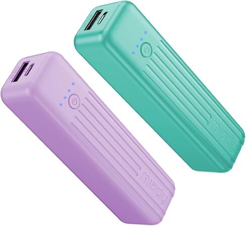 Miady 2-Pack Small Portable Charger 5000mAh Power Bank Travel Battery Pack | Dual USB丨Pocket Size丨Lightweight丨for Backpack丨Compatible with iPhone Android etc丨18.5Wh丨Flight-Safe丨Ultra-Compact丨Black+White in Kuwait