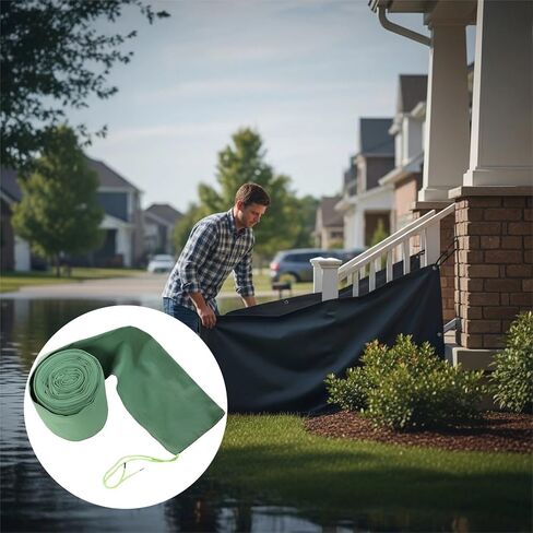 8 Pcs Flood Barriers for Home, 82.7 in / 210 cm Long Thickened Long Canvas Flood Barrier Sandbags, High-Strength Polyester Drawstring, Reusable Quick Use for Garage, Garden in Saudi Arabia