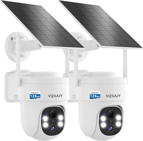 VIZIUUY 2Pack Solar Security Cameras Wireless Outdoor,3MP Security Cameras Wireless Outdoor with 128GB SD Card in Saudi Arabia