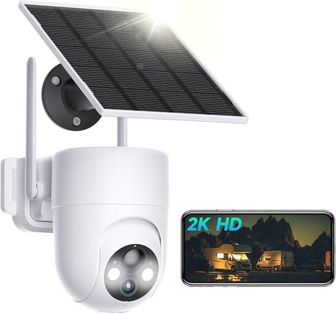 LIWAN Solar Security Camera Outdoor Wireless, 2.4G WiFi, Solar Powered | Surveillance Camera Outside, 2K Color Night Vision, PIR Detection, 2-Way Talk, 360°PTZ View in Saudi Arabia
