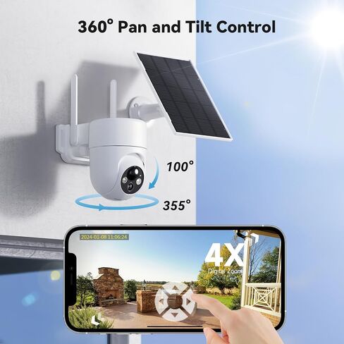 LIWAN Solar Security Camera Outdoor Wireless, 2.4G WiFi, Solar Powered | Surveillance Camera Outside, 2K Color Night Vision, PIR Detection, 2-Way Talk, 360°PTZ View in Saudi Arabia