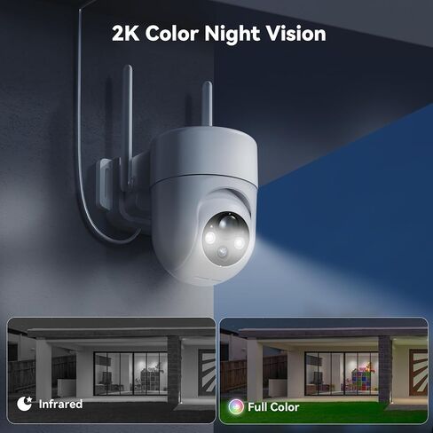 LIWAN Solar Security Camera Outdoor Wireless, 2.4G WiFi, Solar Powered | Surveillance Camera Outside, 2K Color Night Vision, PIR Detection, 2-Way Talk, 360°PTZ View in Saudi Arabia