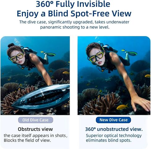 Sea Frogs SF-360-X5 Waterproof Housing for Insta360 X5, 50M/164FT Underwater Dive Case Compatible with Insta360 X5, Dual Dome 360° Invisible Lens Case for Diving Snorkeling Surfing in Kuwait