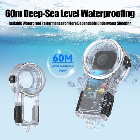 Invisible Dive Case Compatible for Insta360 X5, 60m/196ft Depths Waterproof Housing, Anti-Fog 360°Fully Underwater Protection, Action Camera Accessories for Diving, Surfing, Snorkeling, Skiing in Saudi Arabia