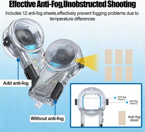 Invisible Dive Case Compatible for Insta360 X5, 60m/196ft Depths Waterproof Housing, Anti-Fog 360°Fully Underwater Protection, Action Camera Accessories for Diving, Surfing, Snorkeling, Skiing in Saudi Arabia