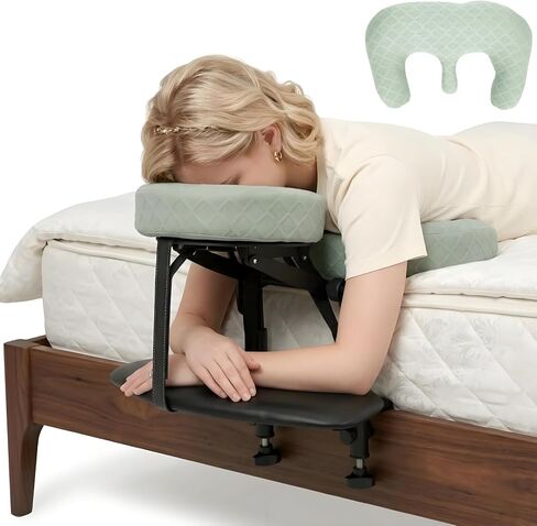 Massage Headrest for Bed with Arm Rest & Breast Pillow | Massage Face Cradle for Bed with Pu Leather & Foam Pillow, Ergonomic Bed Massage Head Holder for Women-Friendly Comfort in Kuwait