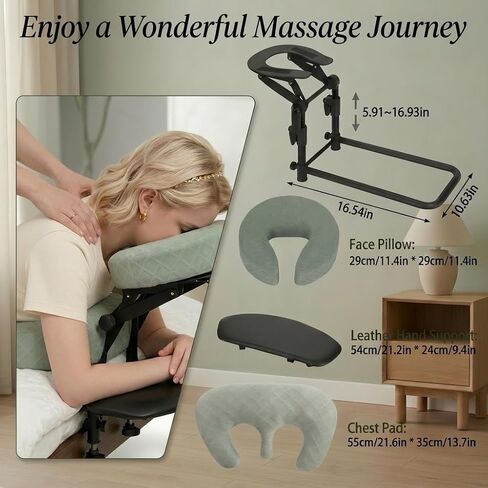 Massage Headrest for Bed with Arm Rest & Breast Pillow | Massage Face Cradle for Bed with Pu Leather & Foam Pillow, Ergonomic Bed Massage Head Holder for Women-Friendly Comfort in Kuwait