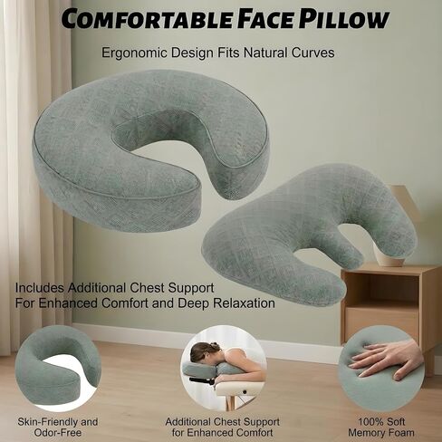 Massage Headrest for Bed with Arm Rest & Breast Pillow | Massage Face Cradle for Bed with Pu Leather & Foam Pillow, Ergonomic Bed Massage Head Holder for Women-Friendly Comfort in Kuwait