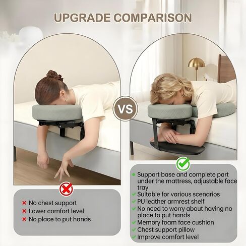Massage Headrest for Bed with Arm Rest & Breast Pillow | Massage Face Cradle for Bed with Pu Leather & Foam Pillow, Ergonomic Bed Massage Head Holder for Women-Friendly Comfort in Kuwait