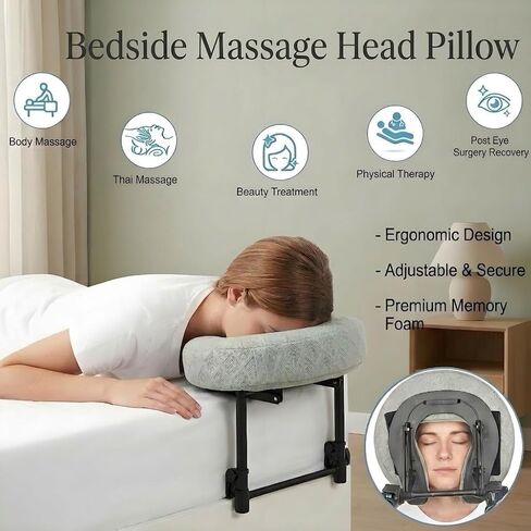 Massage Headrest for Bed with Arm Rest & Breast Pillow | Massage Face Cradle for Bed with Pu Leather & Foam Pillow, Ergonomic Bed Massage Head Holder for Women-Friendly Comfort in Kuwait