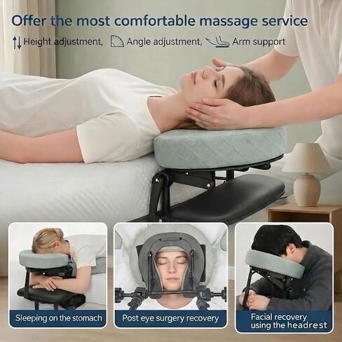 Massage Headrest for Bed with Arm Rest & Breast Pillow | Massage Face Cradle for Bed with Pu Leather & Foam Pillow, Ergonomic Bed Massage Head Holder for Women-Friendly Comfort in Kuwait