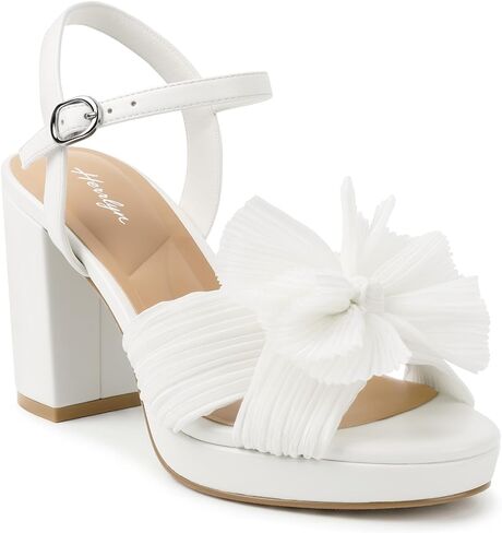 Platform Bow Heels, Open Toe Chunky Women's Bridal Shoes Sandals in Saudi Arabia