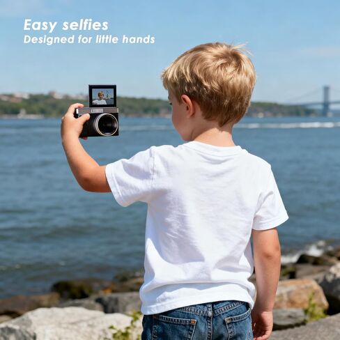 Black Digital Camera with 2" Flip Screen for Selfie, 1080P Point and Shoot Digital Camera with 32GB Card, 8X Zoom, Portable Vlogging Camera for Kids, Teens & Beginners in Saudi Arabia