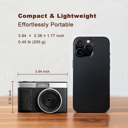 Black Digital Camera with 2" Flip Screen for Selfie, 1080P Point and Shoot Digital Camera with 32GB Card, 8X Zoom, Portable Vlogging Camera for Kids, Teens & Beginners in Saudi Arabia