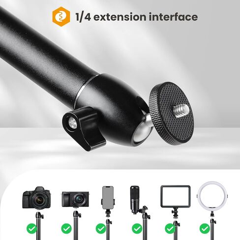 TARION Overhead Camera Desk Mount Stand 3 Section Articulating Arm TKB01 | 4.4 Pounds Load Capacity, 1/4" Screw Ballhead, Padded C Clamp, Dual-interface Base, for Videography Live Streaming in Saudi Arabia