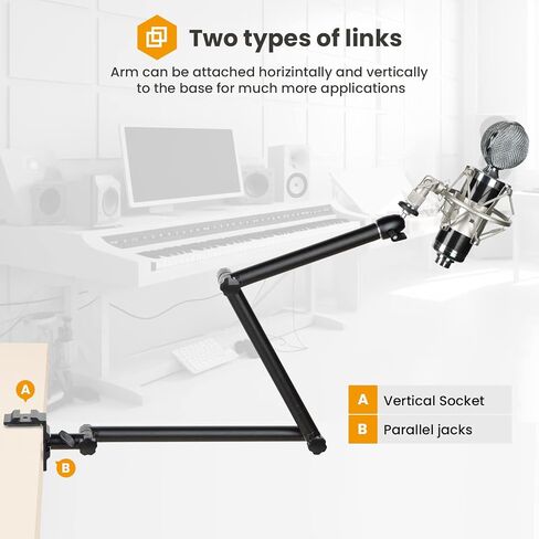 TARION Overhead Camera Desk Mount Stand 3 Section Articulating Arm TKB01 | 4.4 Pounds Load Capacity, 1/4" Screw Ballhead, Padded C Clamp, Dual-interface Base, for Videography Live Streaming in Saudi Arabia