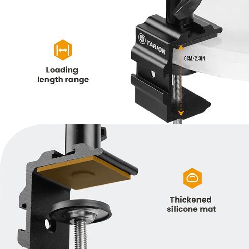 TARION Overhead Camera Desk Mount Stand 3 Section Articulating Arm TKB01 | 4.4 Pounds Load Capacity, 1/4" Screw Ballhead, Padded C Clamp, Dual-interface Base, for Videography Live Streaming in Saudi Arabia