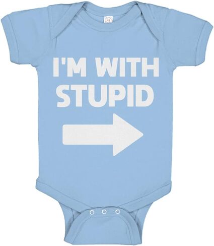Indica Plateau Baby Romper I'm with Stupid Right 100% Cotton Infant Bodysuit in Saudi Arabia