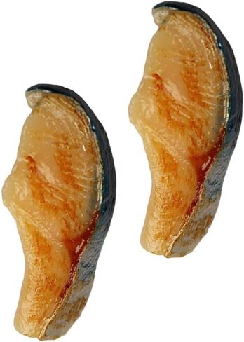 Beavorty 2PCS Artificial Fake Salmon Toy Fake Sashimi Salmon Fish Slice Artificial Sashimi decoraciones para uñas Desserts PVC Display Sushi Food Meat Model in Saudi Arabia