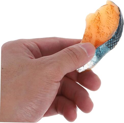 Beavorty 2PCS Artificial Fake Salmon Toy Fake Sashimi Salmon Fish Slice Artificial Sashimi decoraciones para uñas Desserts PVC Display Sushi Food Meat Model in Saudi Arabia