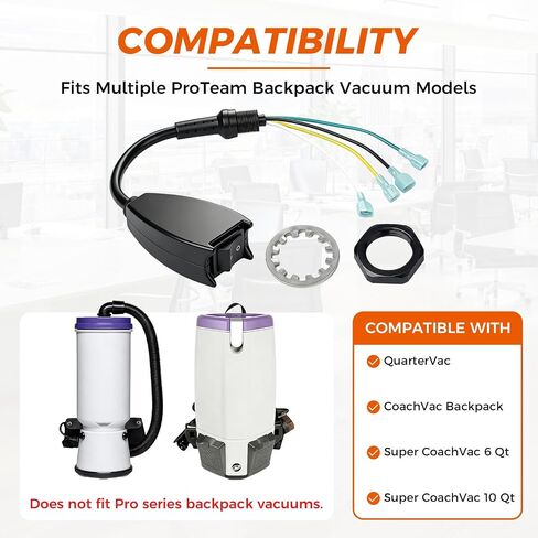101610 Switch Cord Assembly for ProTeam Backpack Vacuum | Compatible with Super CoachVac, Power Start Components, Hook & Loop Strap, Heavy Duty Wiring, Maintenance Hardware in Kuwait