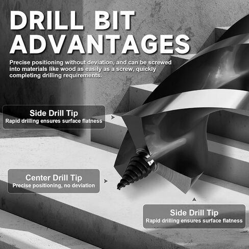 3/8"x18" Professional Auger Drill Bit for Wood with QuickChange 3/8" Hex Shank- 3-Cutter Design with Dual-Flutefor Fast Chip Removal, Fits Hardwood, Softwood, PVC,Drywall & Tree Stumps in Kuwait
