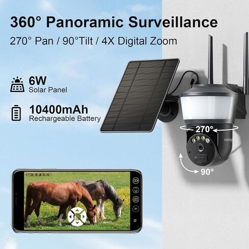 No WiFi Security Camera Outdoor with Powerful Spotlight, Color Night Vision | 4G LTE Cellular Solar Camera Outdoor Wireless, 2K Image, Phone Alert, Cloud/SD Storage, PTZ 360° View for Farm, Ranch, RV in Saudi Arabia