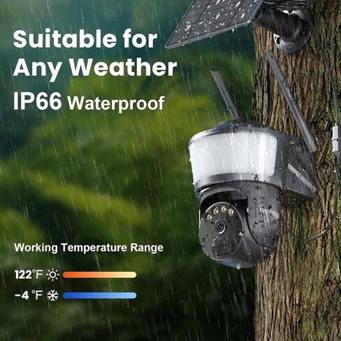 No WiFi Security Camera Outdoor with Powerful Spotlight, Color Night Vision | 4G LTE Cellular Solar Camera Outdoor Wireless, 2K Image, Phone Alert, Cloud/SD Storage, PTZ 360° View for Farm, Ranch, RV in Saudi Arabia