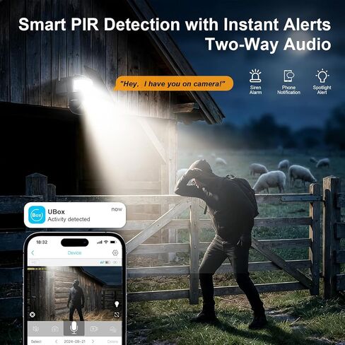 No WiFi Security Camera Outdoor with Powerful Spotlight, Color Night Vision | 4G LTE Cellular Solar Camera Outdoor Wireless, 2K Image, Phone Alert, Cloud/SD Storage, PTZ 360° View for Farm, Ranch, RV in Saudi Arabia