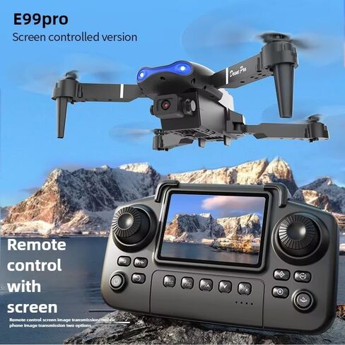 E99 Foldable Drone with Screen Controller 1080P HD Camera RC Quadcopter Altitude Hold Waypoint Flight 360° Flip Obstacle Avoidance Portable Mini Drone in Saudi Arabia