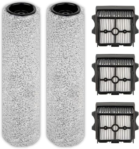 (5 Pices) Floor One S9 Artist Pro Brush Rollers and HEPA Filters Compatible with Tineco Floor One S9 Artist Pro Wet Dry Vacuum Cleaner (Excluding Handle), 2 Brush Rollers, 3 HEPA Filters in Saudi Arabia