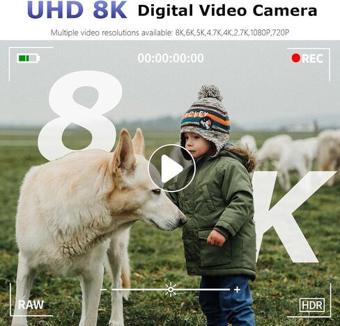8K Digital Camera for Photography, 88MP WiFi Vlogging Camera for YouTube, 3" 180°Flip Screen & 18X Digital Zoom Autofocus Vlog Cameras with Lens Cap, 32GB Card, 2 Batteries, Gunmetal in Kuwait