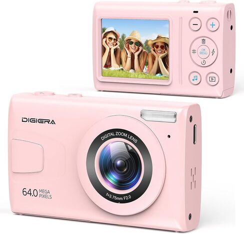 C2 Digital Camera, 64MP 4K UHD Video, Autofocus Point and Shoot Camera with 2.4" IPS Screen, MP3/MP4 Playback, Time-Lapse, 18X Zoom, Flash, Compact Cameras for Kids Teens Beginners, Black in Saudi Arabia