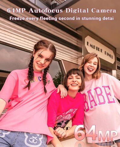 FLATIC Cameras for Photography, 6K 64MP Digital Camera with WiFi & Microphone, Vlogging Camera with 64GB Card, 2 Batteries, Macro & Wide-Angle Lens, Card Reader (6K 64MP, Pink, Digital Zoom) in Saudi Arabia