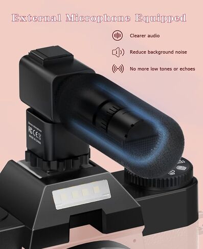 FLATIC Cameras for Photography, 6K 64MP Digital Camera with WiFi & Microphone, Vlogging Camera with 64GB Card, 2 Batteries, Macro & Wide-Angle Lens, Card Reader (6K 64MP, Pink, Digital Zoom) in Saudi Arabia