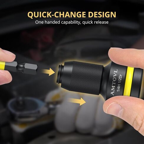 AMTOVL Impact Adapter Set, 6-Piece 1/2 3/8 1/4 inch Drive to 1/4 inch | Hex Converter & Socket Adapter Set, Quick-Release Impact Wrench Adapter for Ratchets, Drills and Power Tools in Kuwait