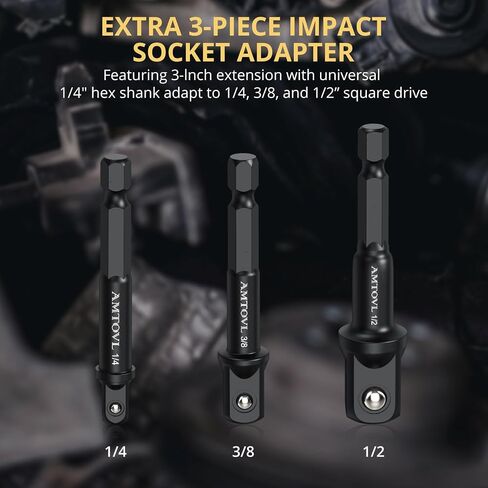 AMTOVL Impact Adapter Set, 6-Piece 1/2 3/8 1/4 inch Drive to 1/4 inch | Hex Converter & Socket Adapter Set, Quick-Release Impact Wrench Adapter for Ratchets, Drills and Power Tools in Kuwait