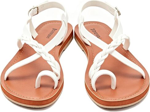 Veittes Women's Fashion Casual Flat Sandals,Stylish and comfy, with a lightweight rubber sole, summer thong sandals,White,9 US in Kuwait