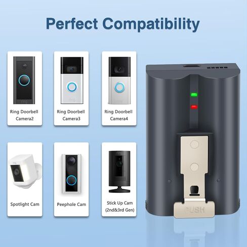 1 Pack for Ring Battery, 6040mAh Replacement Battery with Charger Station for Ring Video Doorbell 2/3/3 Plus/4 Camera, Stick Up Cam(2nd & 3rd Gen), Spotlight Cam, Peephole Cam in Kuwait