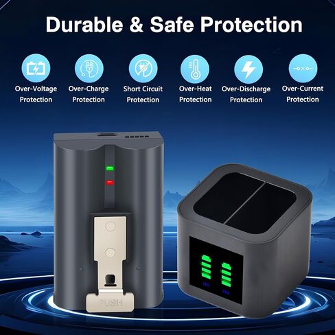 1 Pack for Ring Battery, 6040mAh Replacement Battery with Charger Station for Ring Video Doorbell 2/3/3 Plus/4 Camera, Stick Up Cam(2nd & 3rd Gen), Spotlight Cam, Peephole Cam in Kuwait