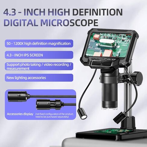 GOWENIC Digital Microscope, 1080P Video 10MP Picture 50X to 1200X Digital Microscope with 4.3 Inch Screen, Lights for Adults Students Boys Girls in Saudi Arabia