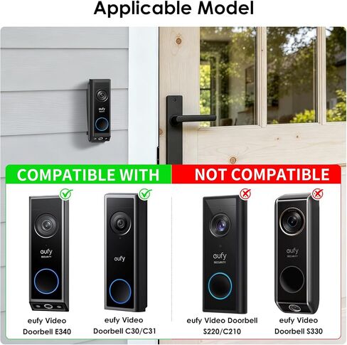 Vinyl Siding Mount for Eufy Doorbell Camera E340/C30/C31,Adjustable Angle Doorbell Wedge Corner Mounting Bracket Kit for Eufy E340,Camera Mount Solve Siding Tilt Problem(4" Standard Vinyl Siding Only) in Saudi Arabia
