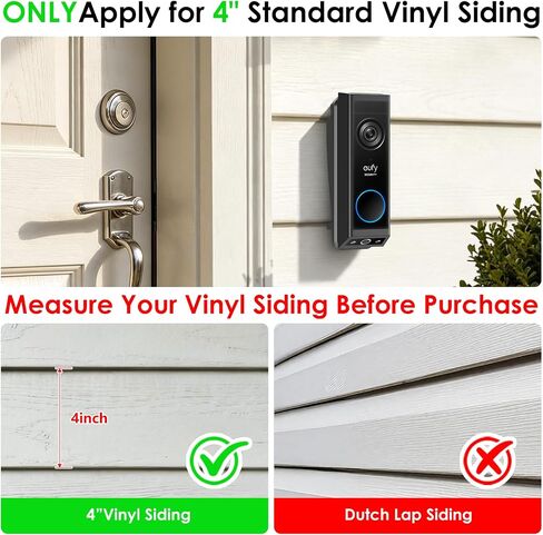 Vinyl Siding Mount for Eufy Doorbell Camera E340/C30/C31,Adjustable Angle Doorbell Wedge Corner Mounting Bracket Kit for Eufy E340,Camera Mount Solve Siding Tilt Problem(4" Standard Vinyl Siding Only) in Saudi Arabia